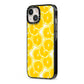 Lemon Fruit Slices iPhone 13 Black Impact Case Side Angle on Silver phone