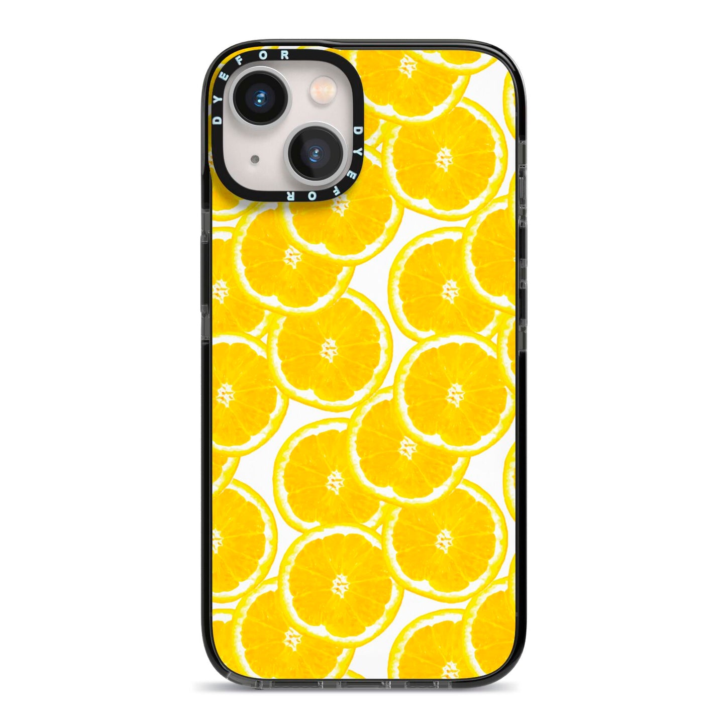 Lemon Fruit Slices iPhone 13 Black Impact Case on Silver phone