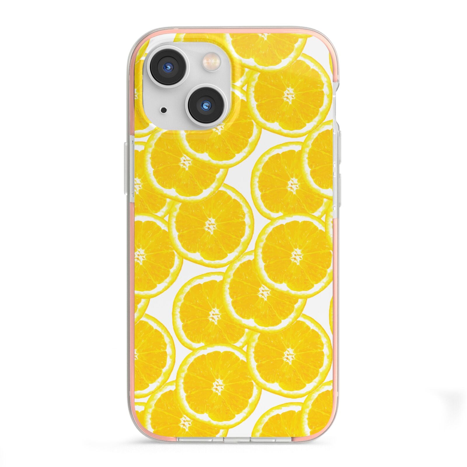 Lemon Fruit Slices iPhone 13 Mini TPU Impact Case with Pink Edges