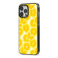 Lemon Fruit Slices iPhone 13 Pro Max Black Impact Case Side Angle on Silver phone