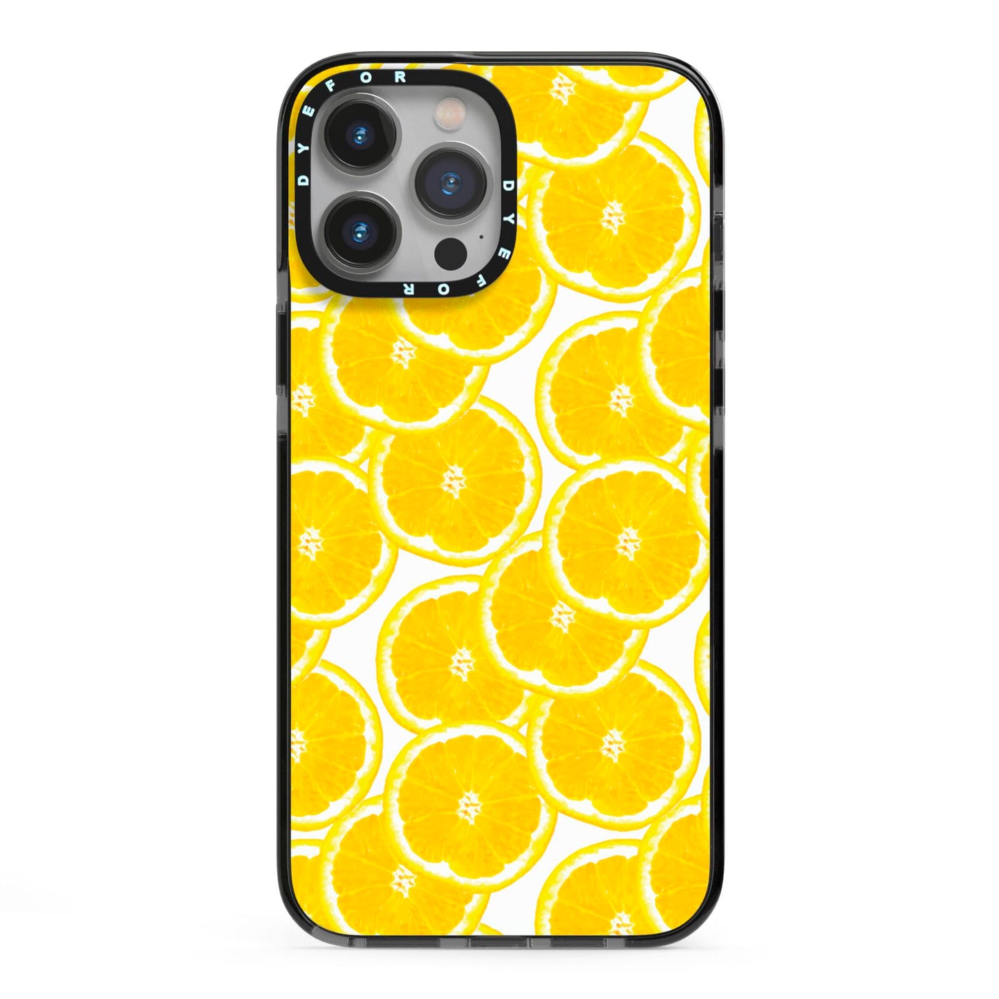 Lemon Fruit Slices iPhone 13 Pro Max Black Impact Case on Silver phone