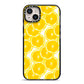 Lemon Fruit Slices iPhone 14 Plus Black Impact Case on Silver phone