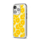 Lemon Fruit Slices iPhone 14 Pro Clear Tough Case Silver Angled Image