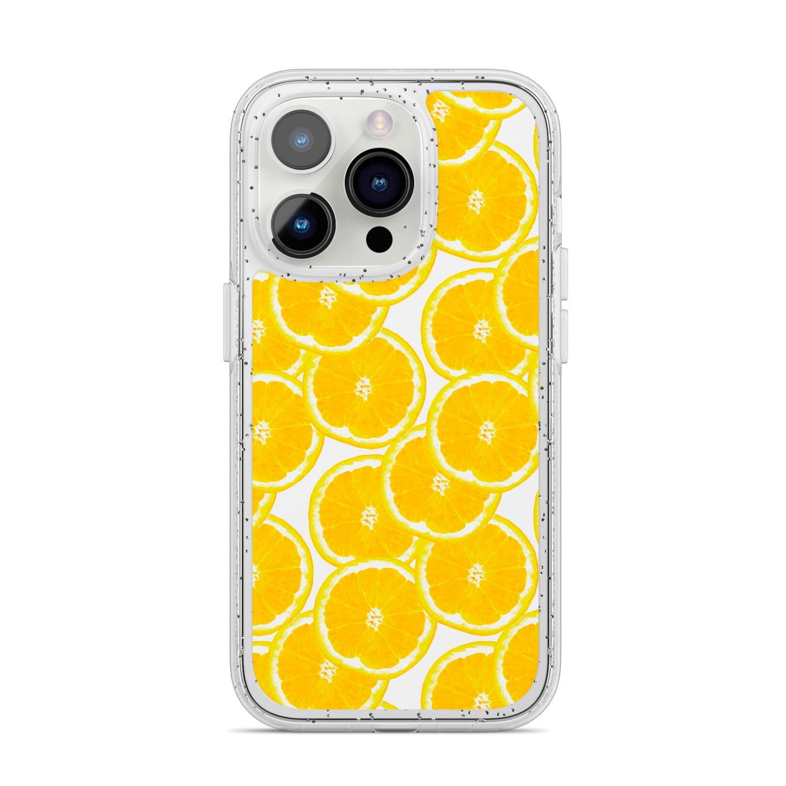 Lemon Fruit Slices iPhone 14 Pro Glitter Tough Case Silver