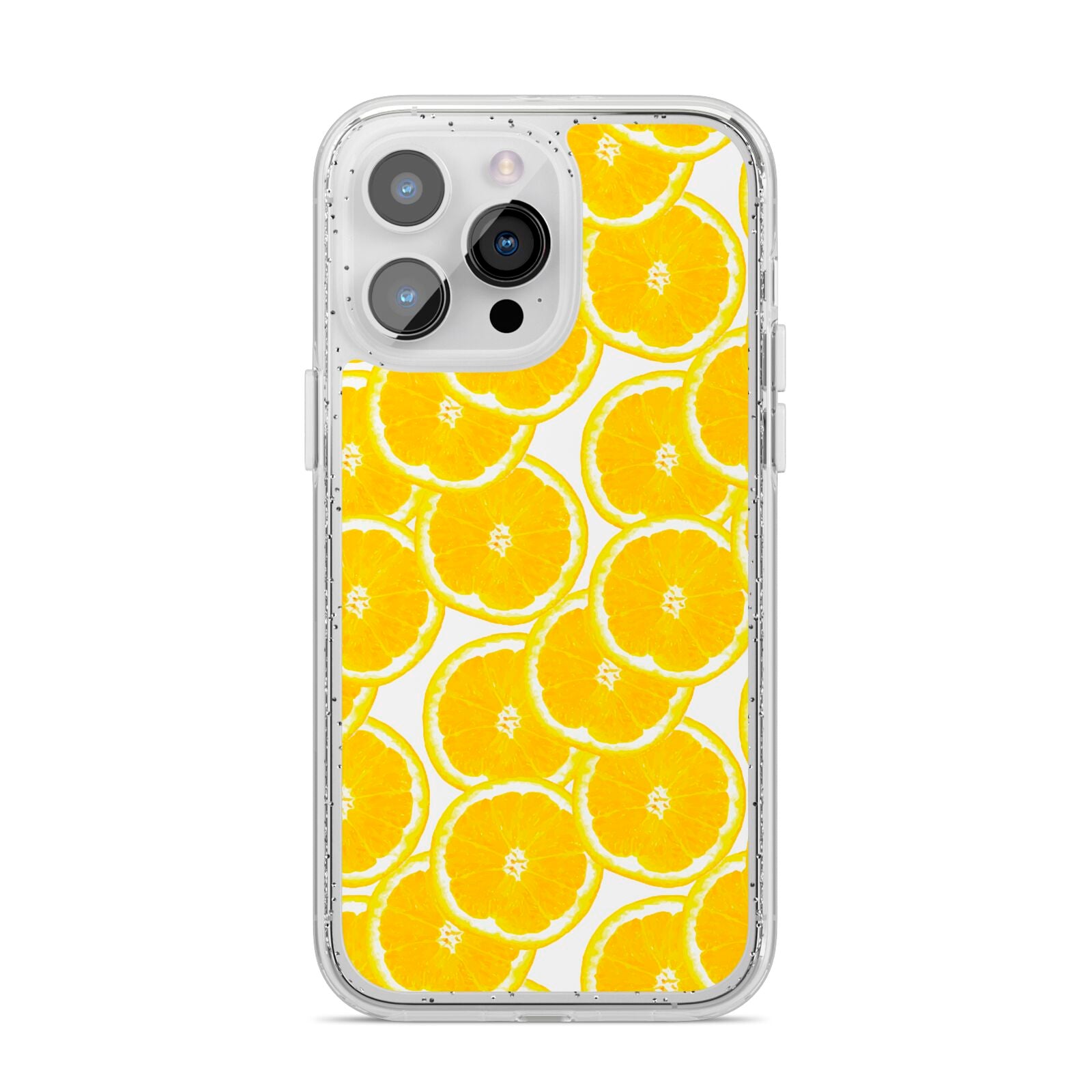 Lemon Fruit Slices iPhone 14 Pro Max Glitter Tough Case Silver
