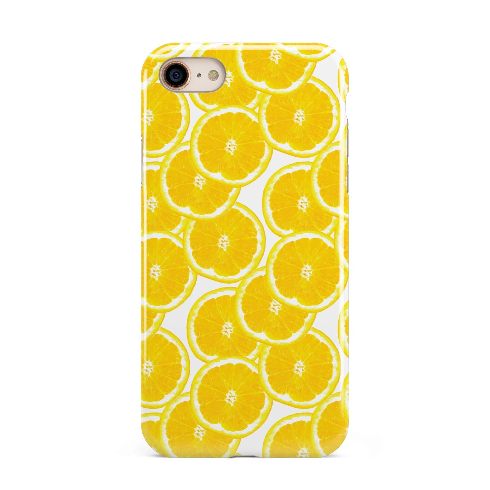 Lemon Fruit Slices iPhone 8 3D Tough Case on Gold Phone