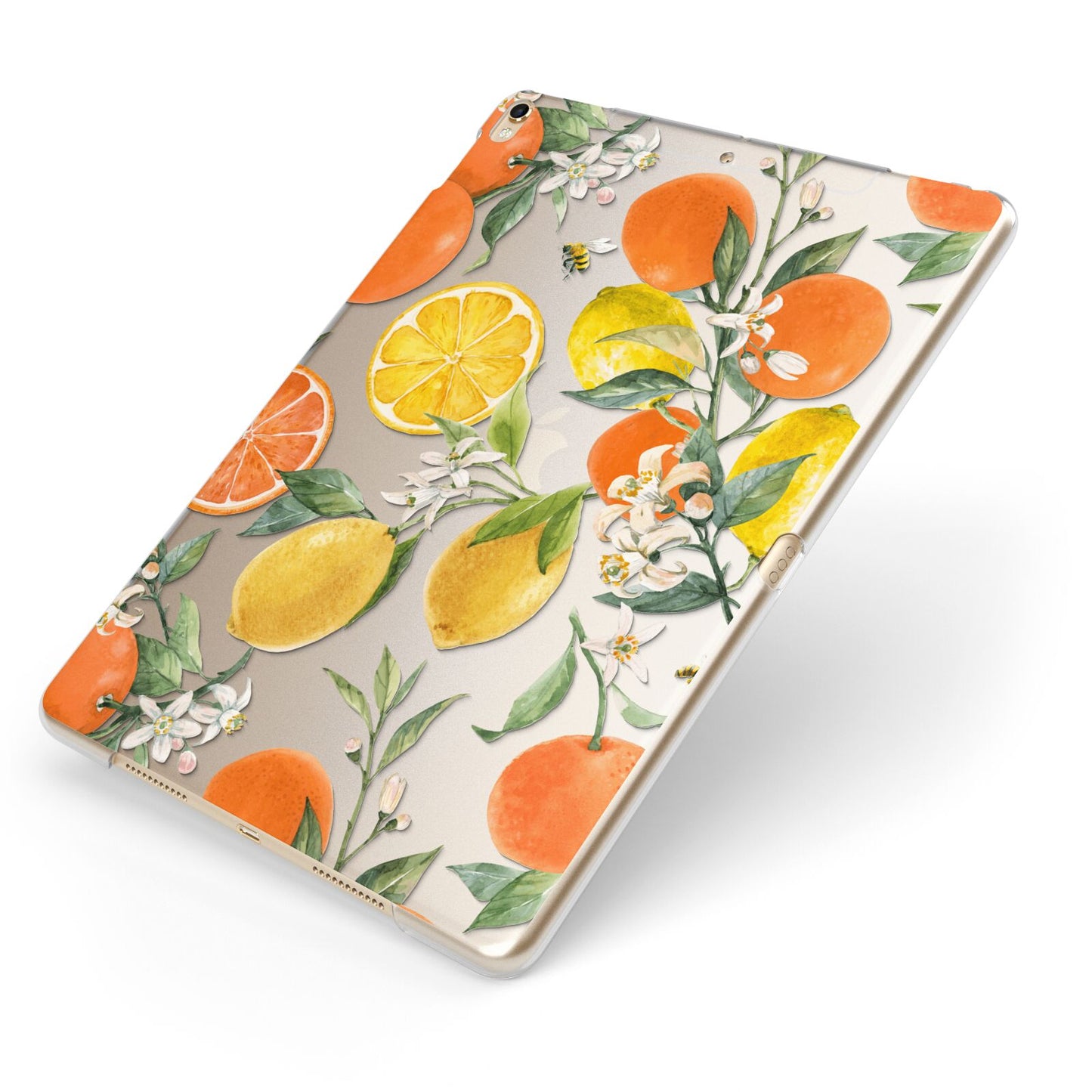 Lemons and Oranges Apple iPad Case on Gold iPad Side View