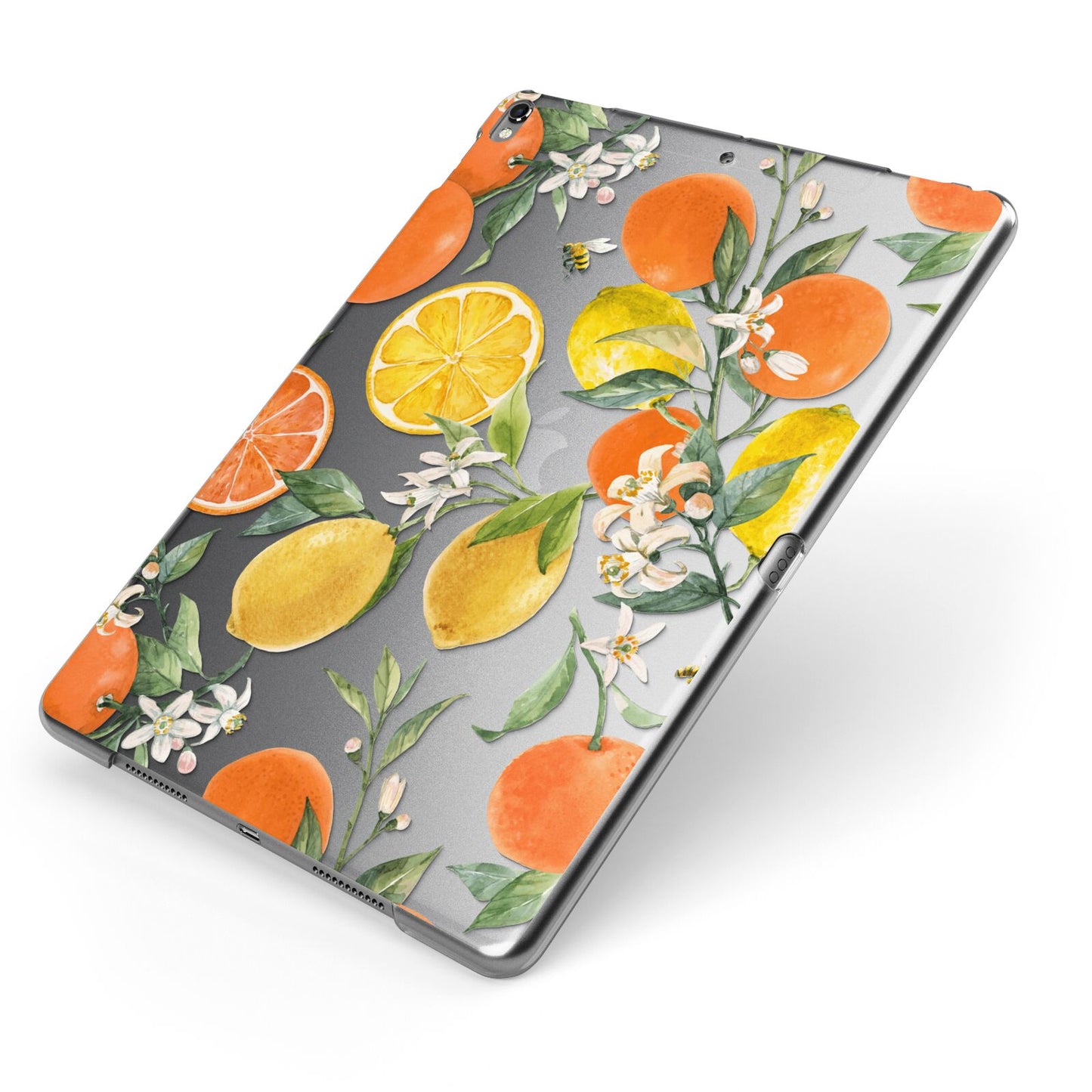 Lemons and Oranges Apple iPad Case on Grey iPad Side View