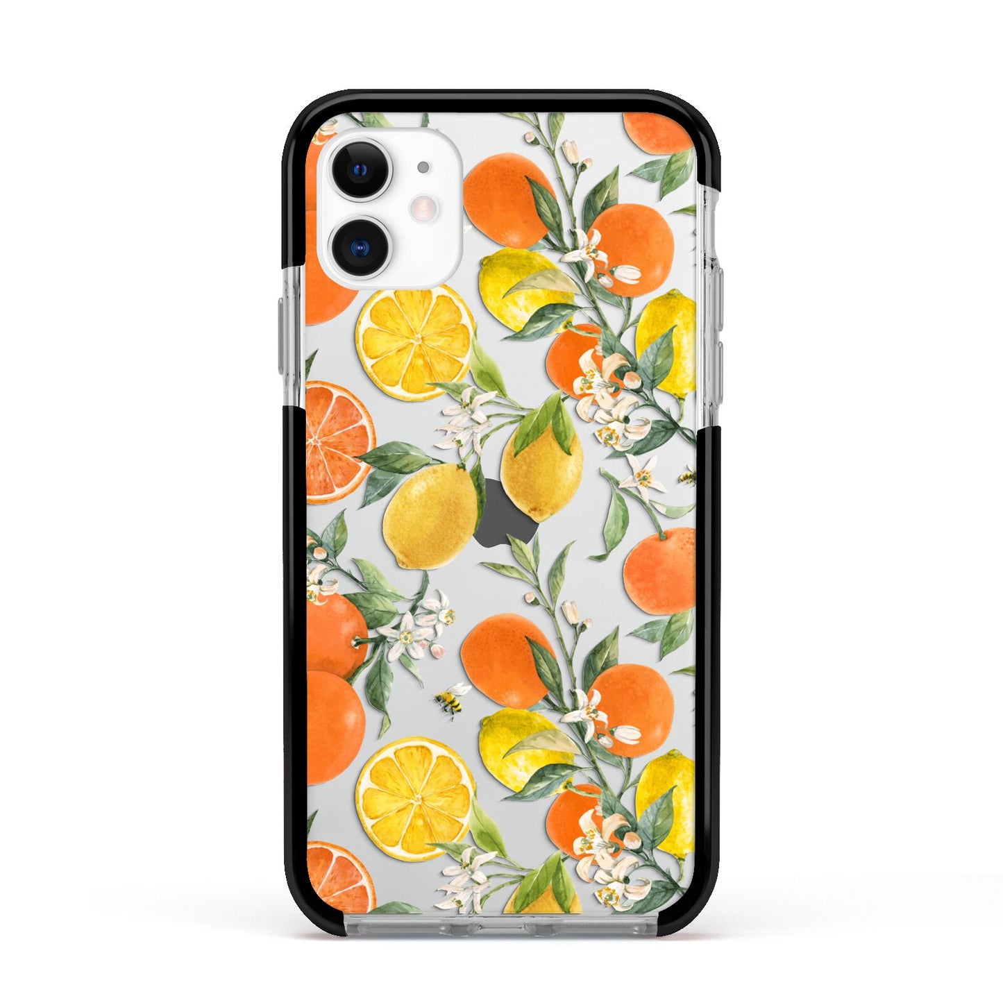 Lemons and Oranges Apple iPhone 11 in White with Black Impact Case