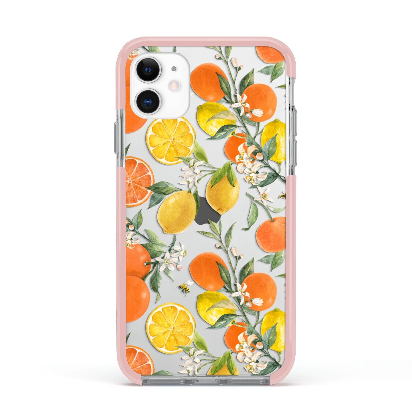 Lemons and Oranges Apple iPhone 11 in White with Pink Impact Case