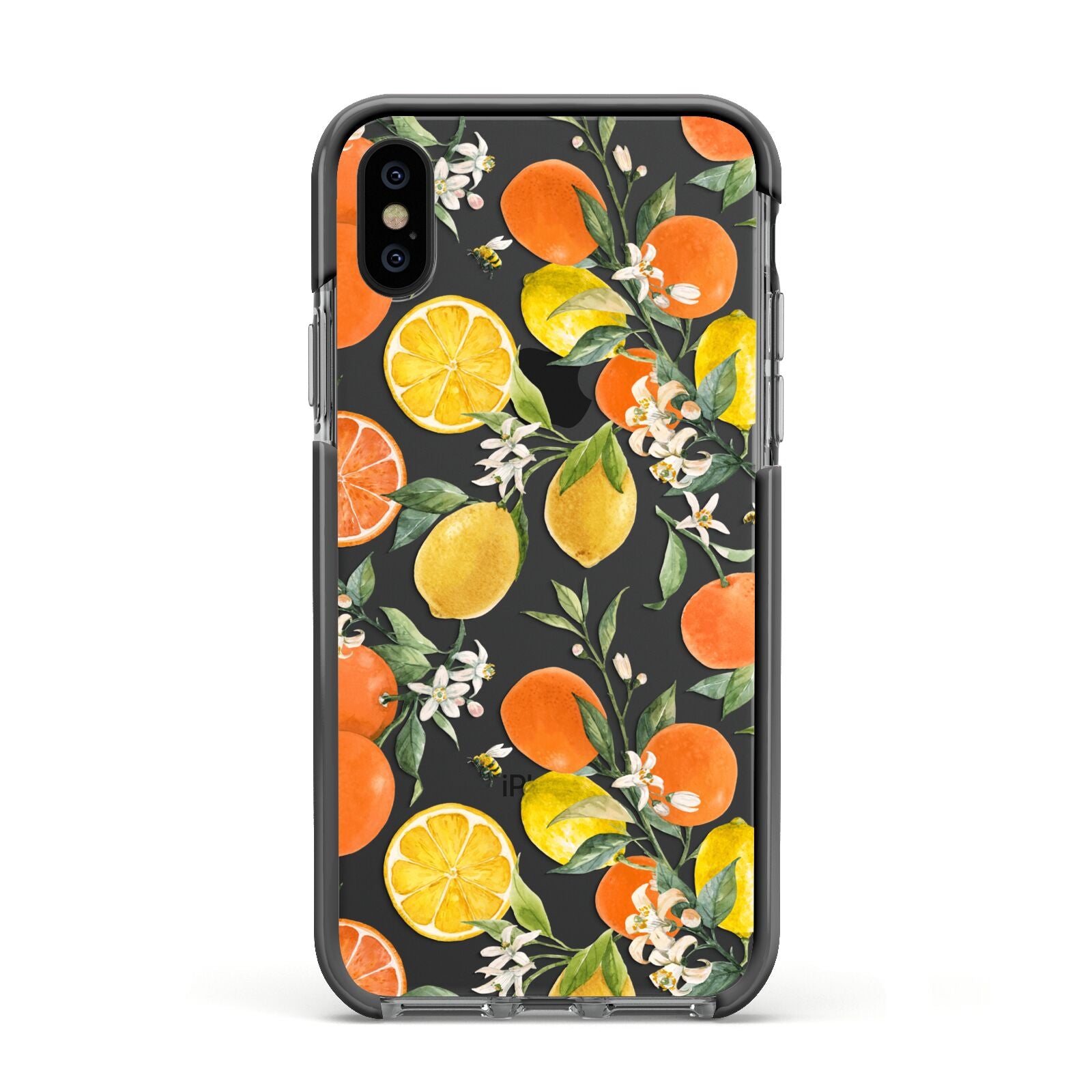 Lemons and Oranges Apple iPhone Xs Impact Case Black Edge on Black Phone