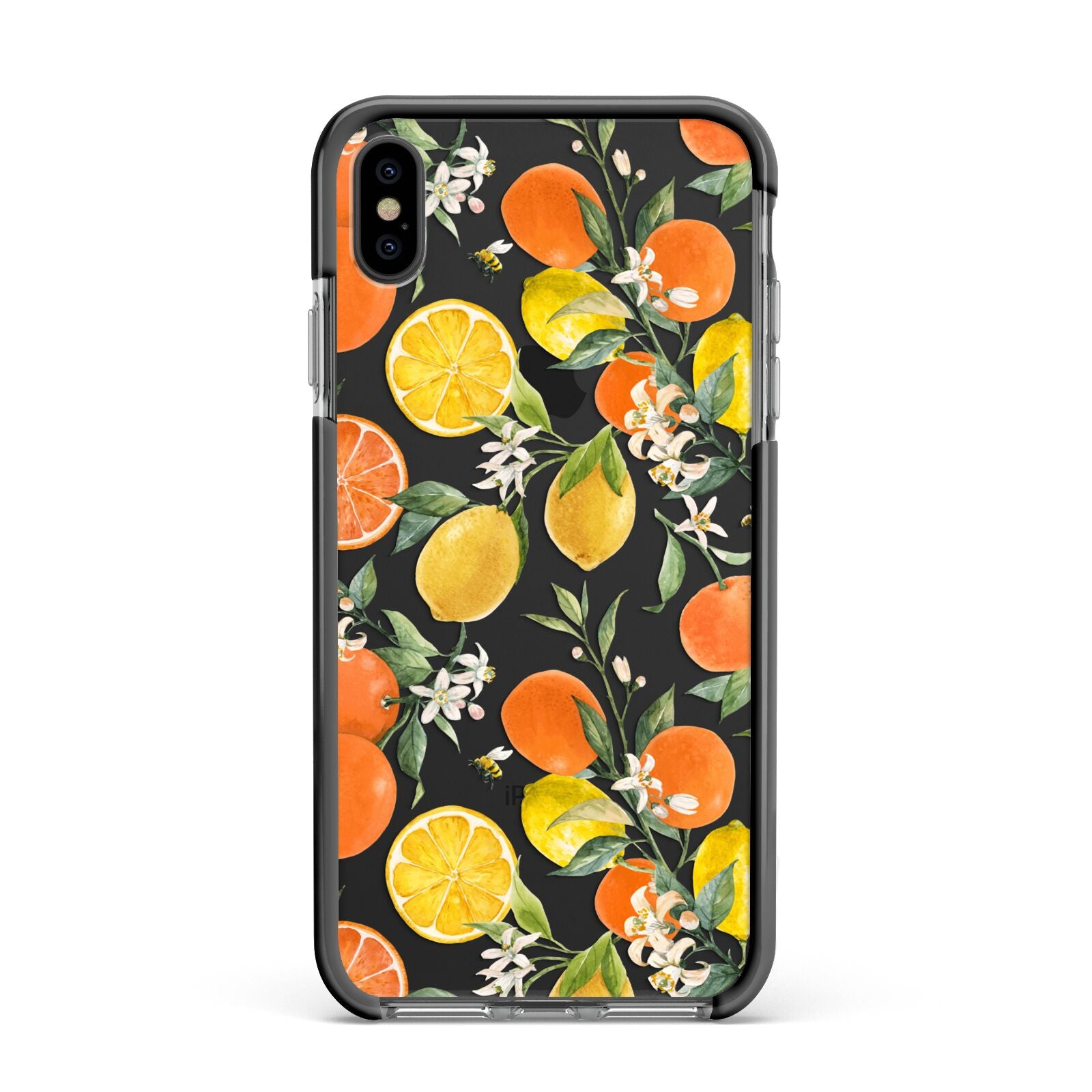 Lemons and Oranges Apple iPhone Xs Max Impact Case Black Edge on Black Phone