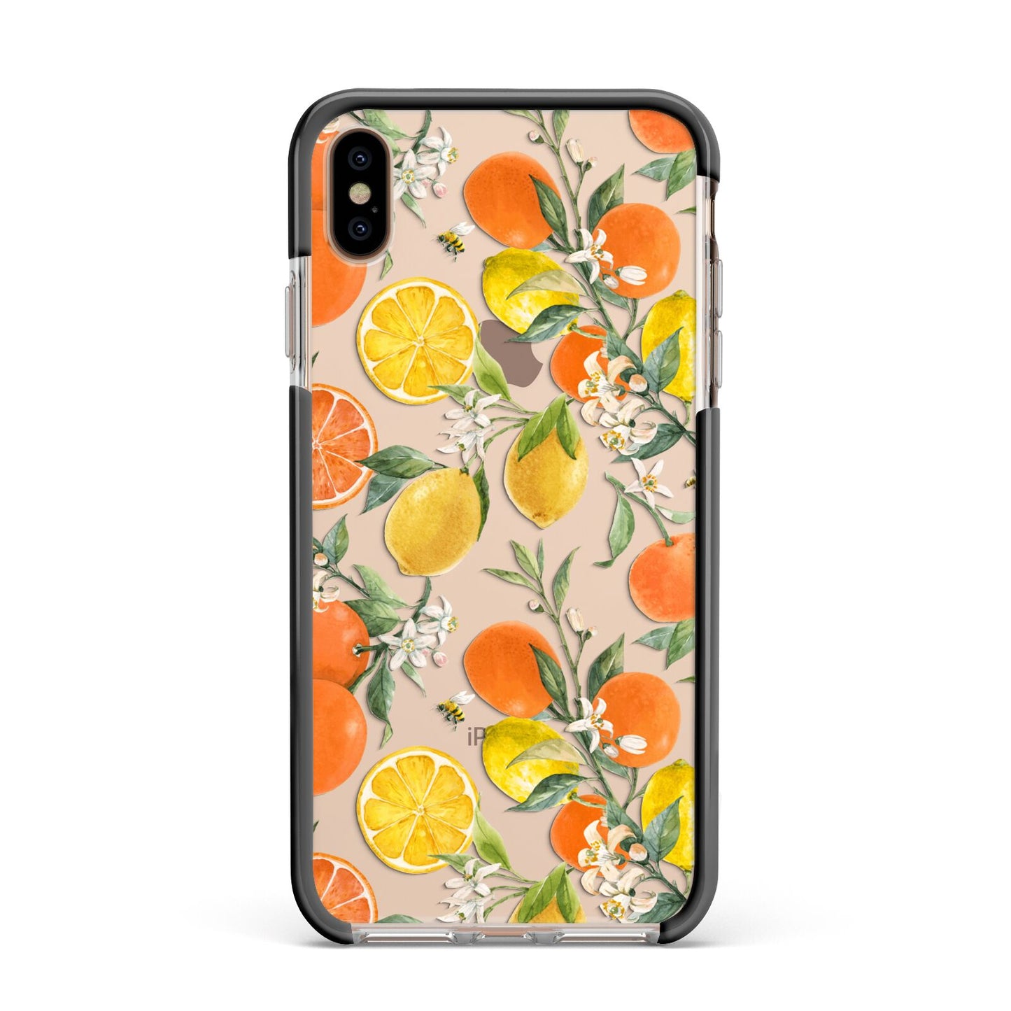 Lemons and Oranges Apple iPhone Xs Max Impact Case Black Edge on Gold Phone
