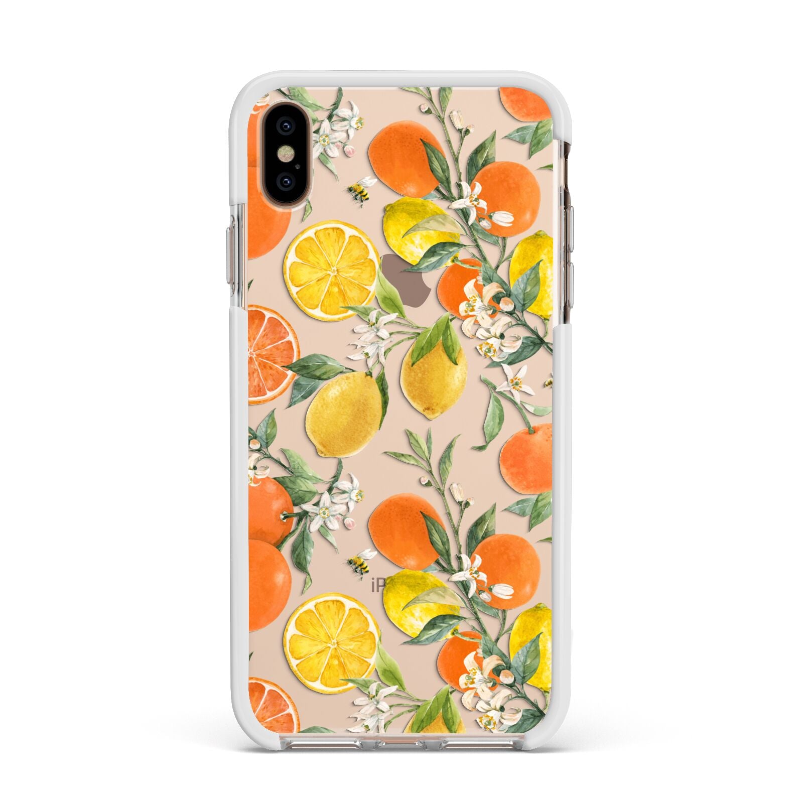Lemons and Oranges Apple iPhone Xs Max Impact Case White Edge on Gold Phone