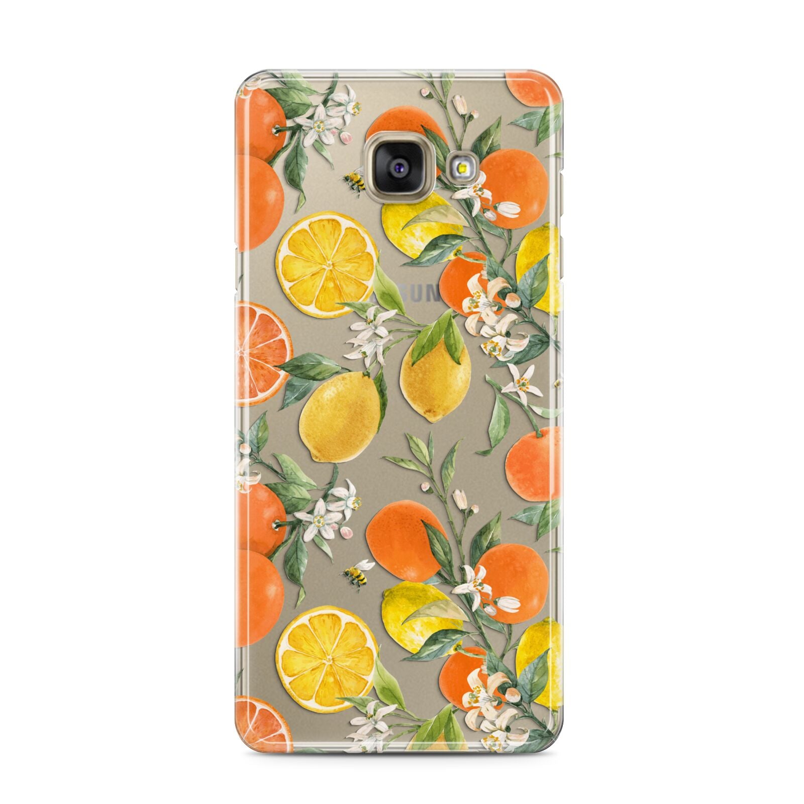 Lemons and Oranges Samsung Galaxy A3 2016 Case on gold phone