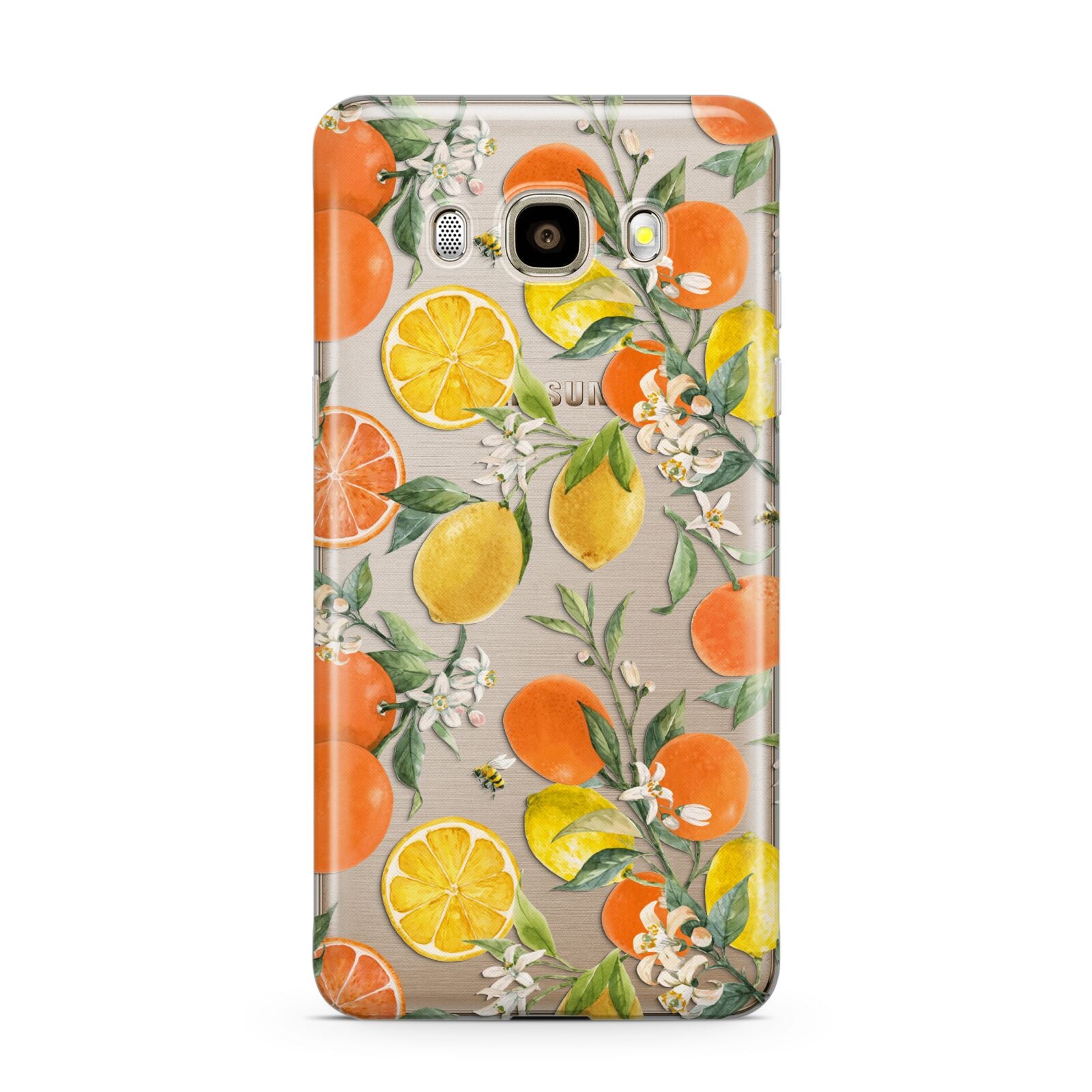 Lemons and Oranges Samsung Galaxy J7 2016 Case on gold phone