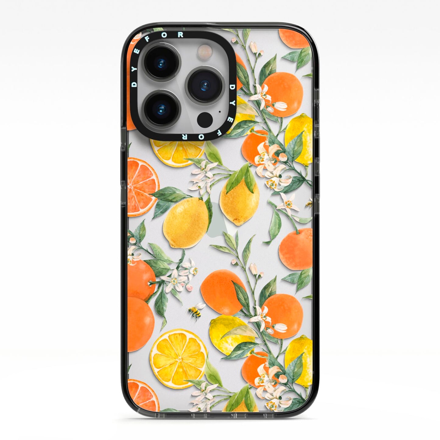 Lemons and Oranges iPhone 13 Pro Black Impact Case on Silver phone