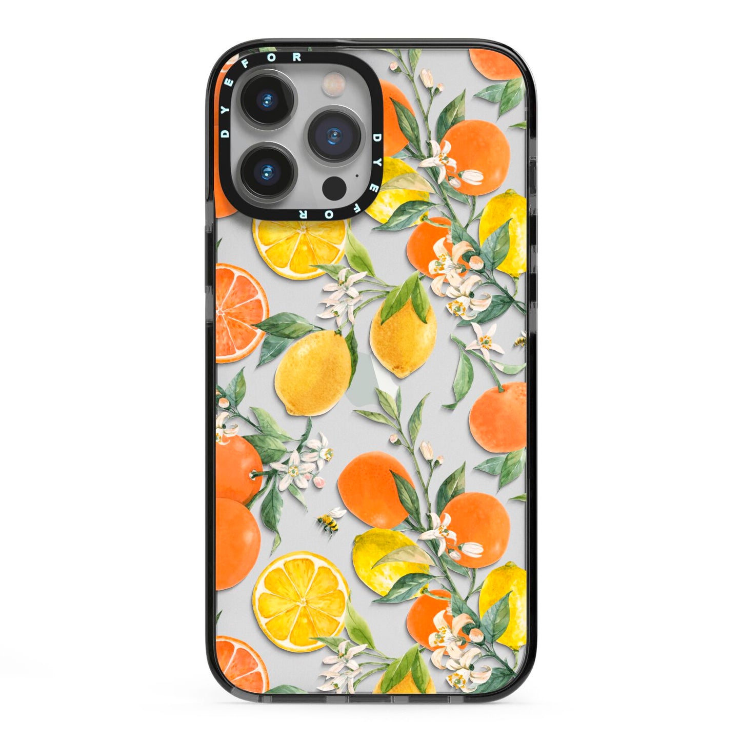 Lemons and Oranges iPhone 13 Pro Max Black Impact Case on Silver phone