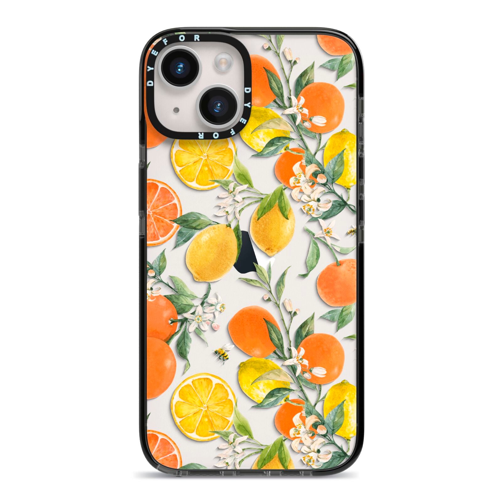 Lemons and Oranges iPhone 14 Black Impact Case on Silver phone