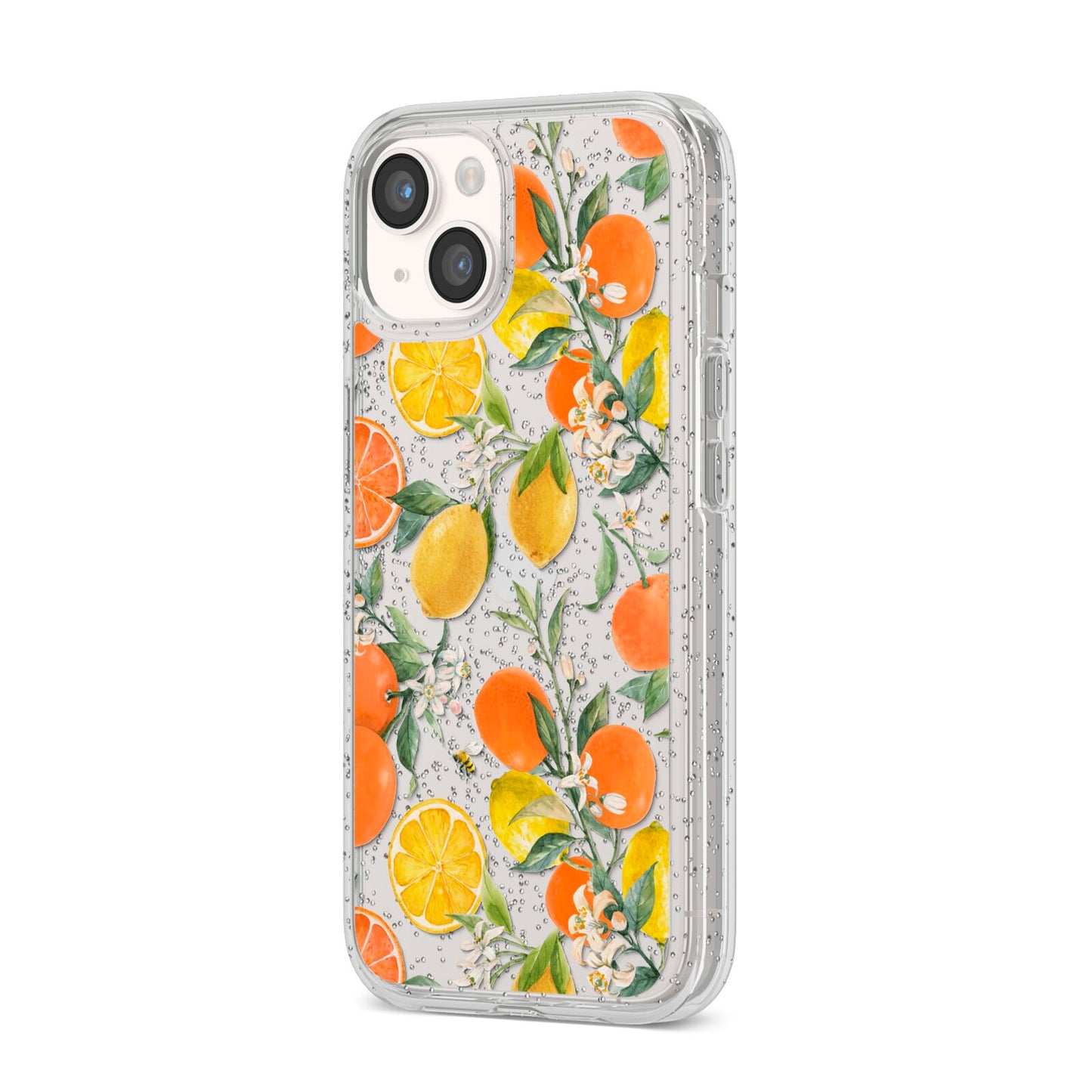 Lemons and Oranges iPhone 14 Glitter Tough Case Starlight Angled Image
