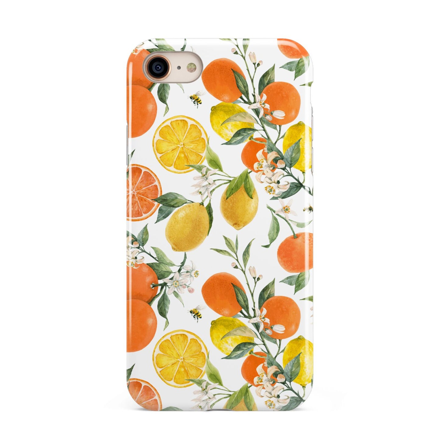 Lemons and Oranges iPhone 8 3D Tough Case on Gold Phone