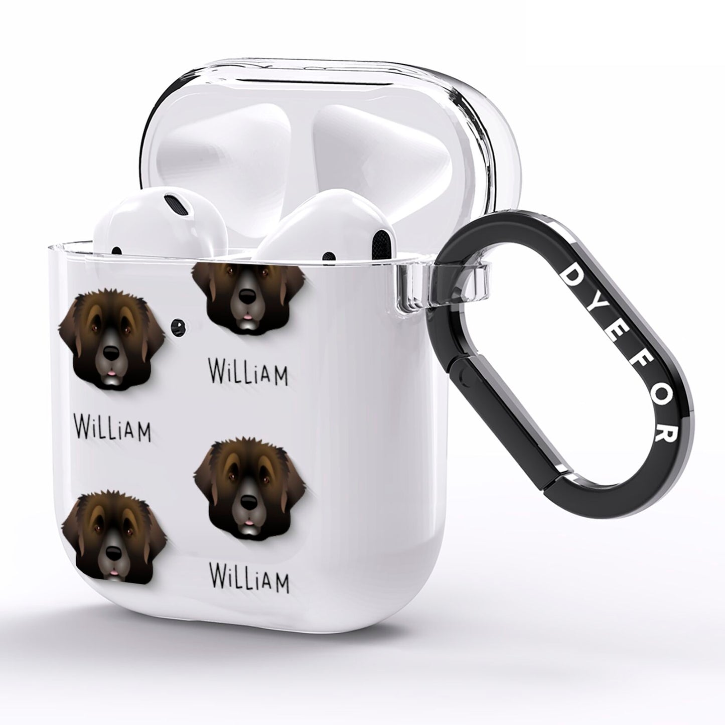Leonberger Icon with Name AirPods Clear Case Side Image