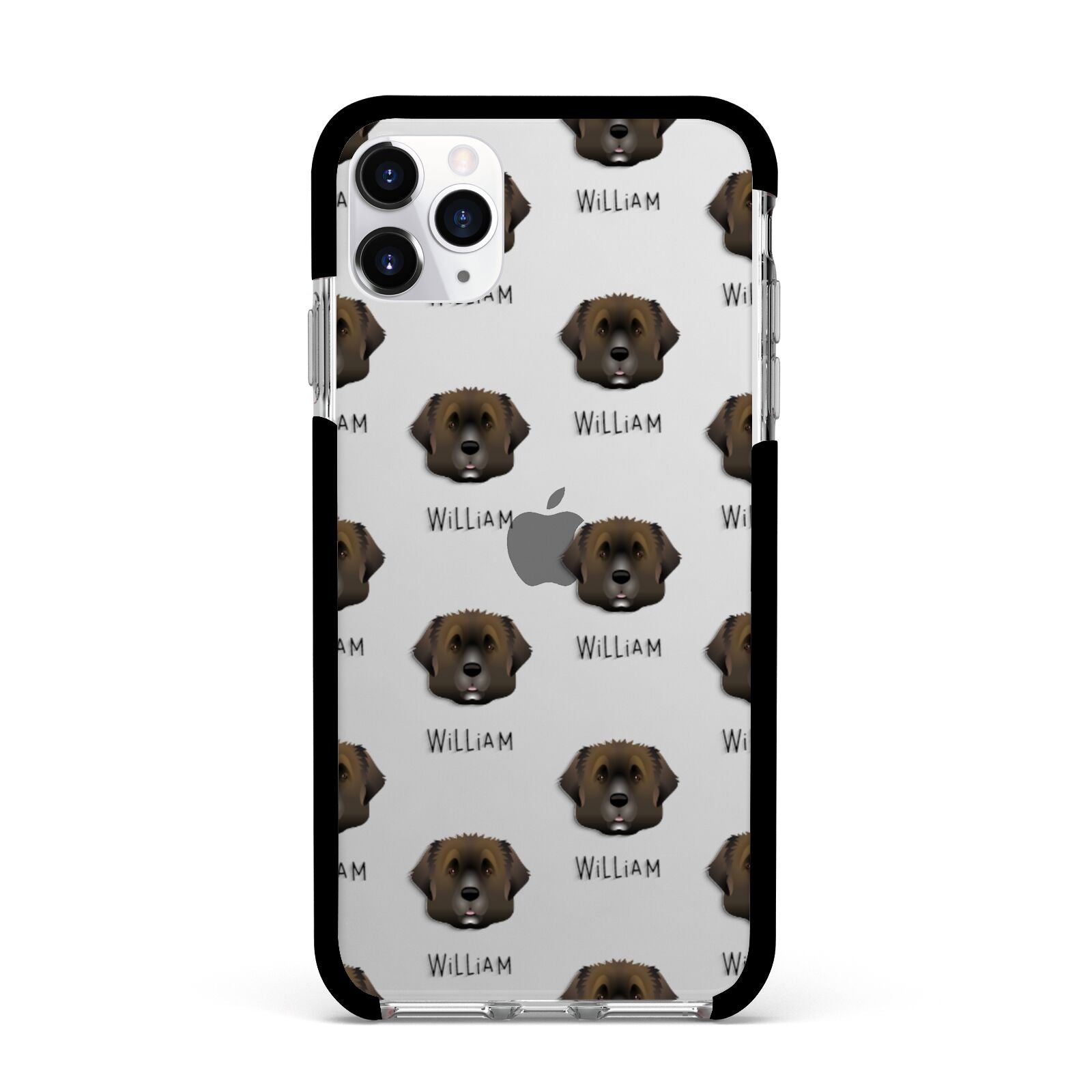 Leonberger Icon with Name Apple iPhone 11 Pro Max in Silver with Black Impact Case