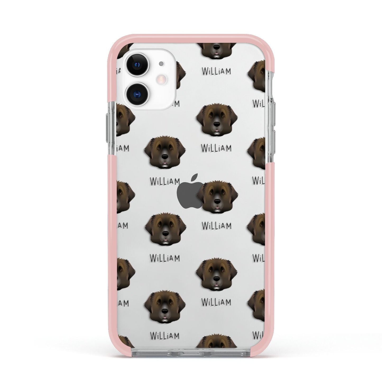 Leonberger Icon with Name Apple iPhone 11 in White with Pink Impact Case