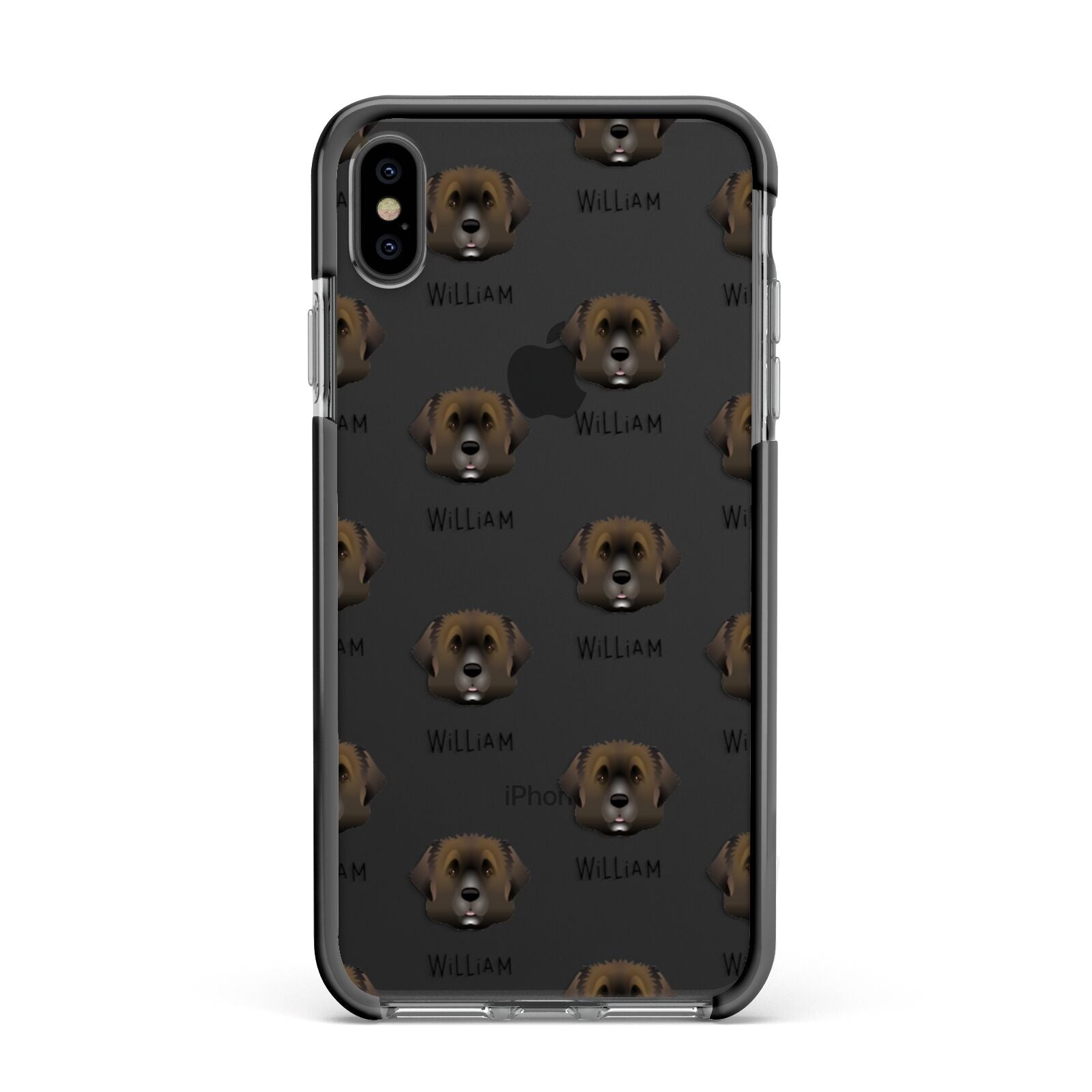 Leonberger Icon with Name Apple iPhone Xs Max Impact Case Black Edge on Black Phone