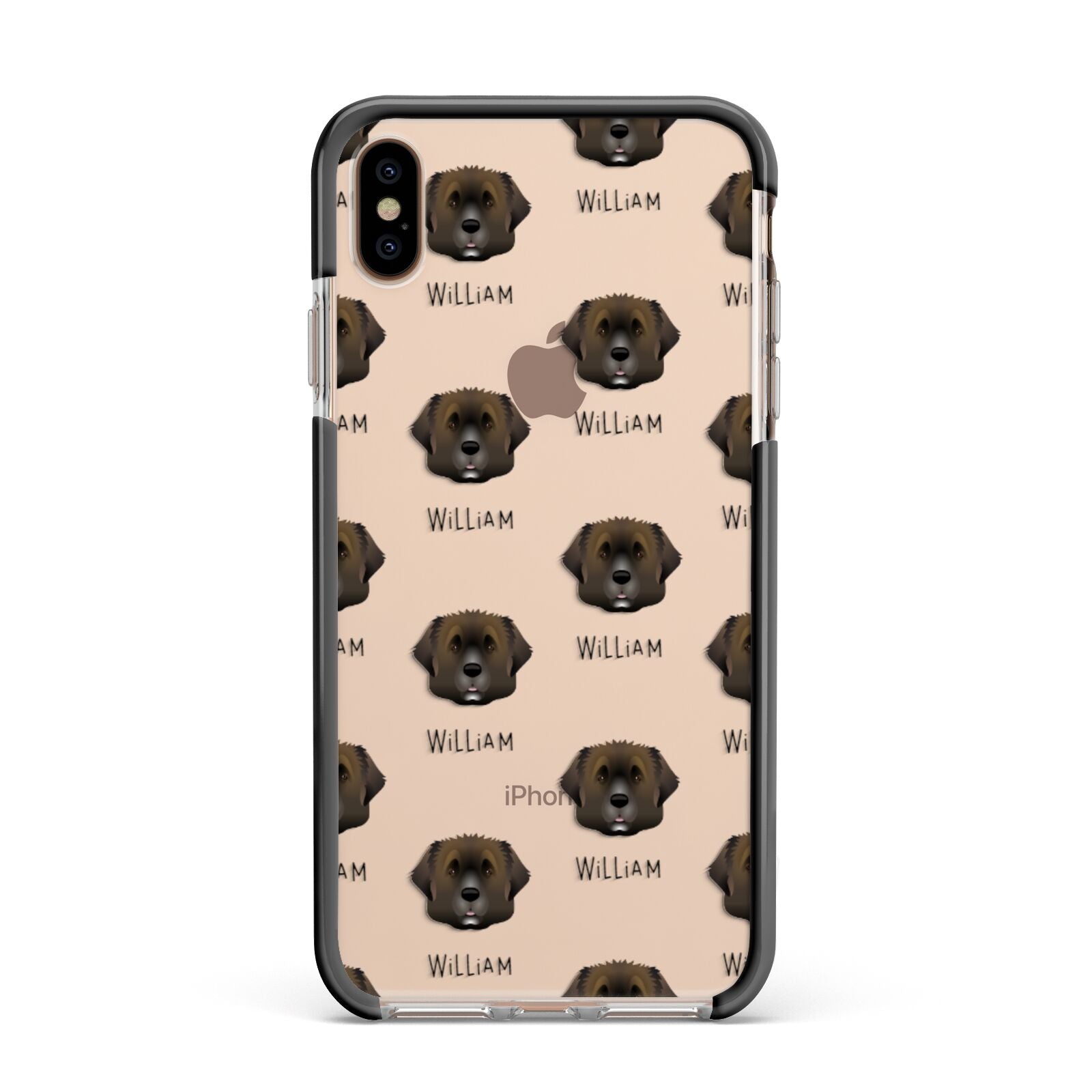 Leonberger Icon with Name Apple iPhone Xs Max Impact Case Black Edge on Gold Phone