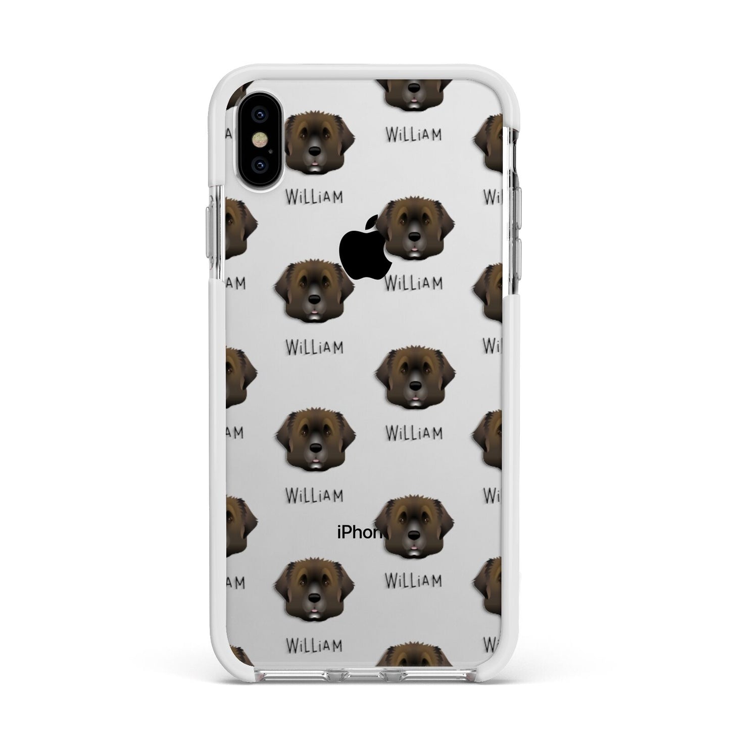 Leonberger Icon with Name Apple iPhone Xs Max Impact Case White Edge on Silver Phone