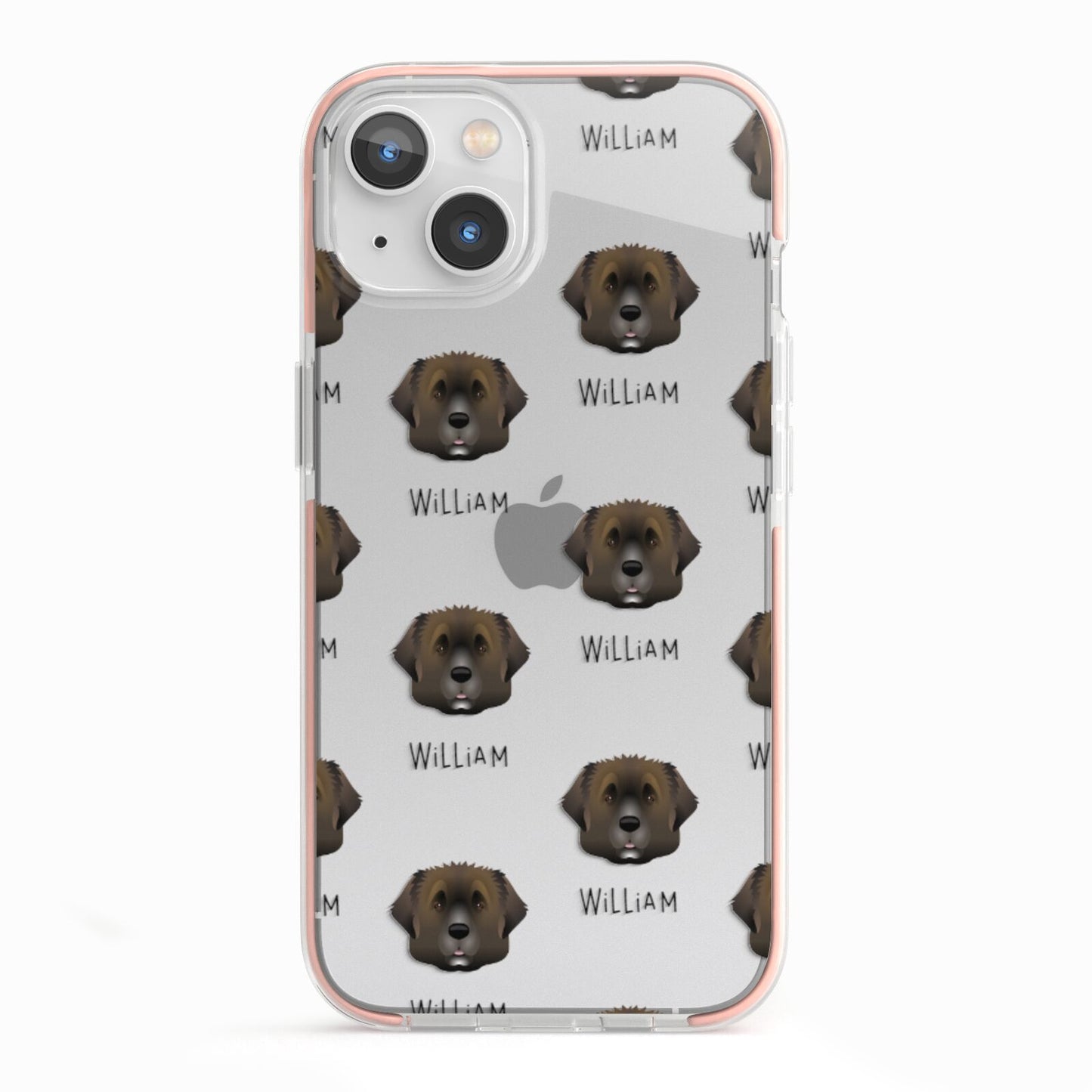 Leonberger Icon with Name iPhone 13 TPU Impact Case with Pink Edges