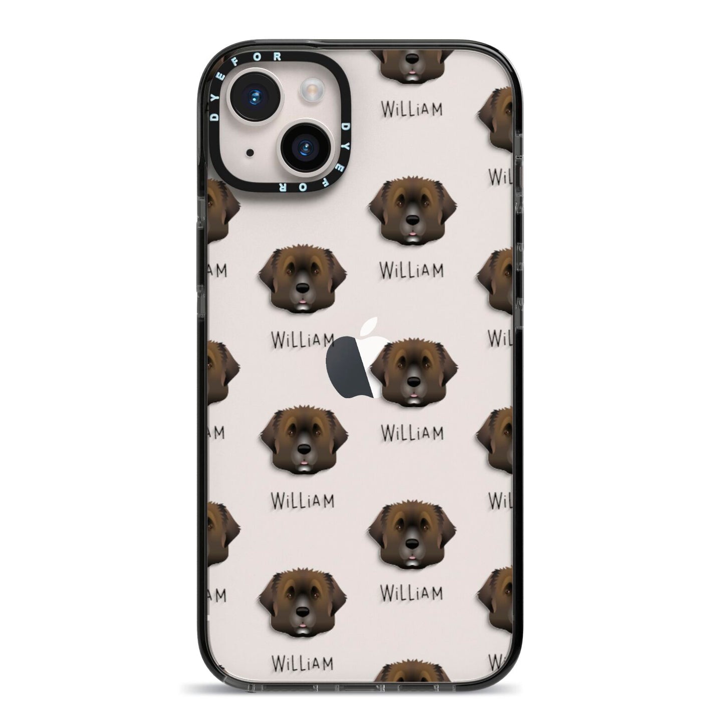 Leonberger Icon with Name iPhone 14 Plus Black Impact Case on Silver phone