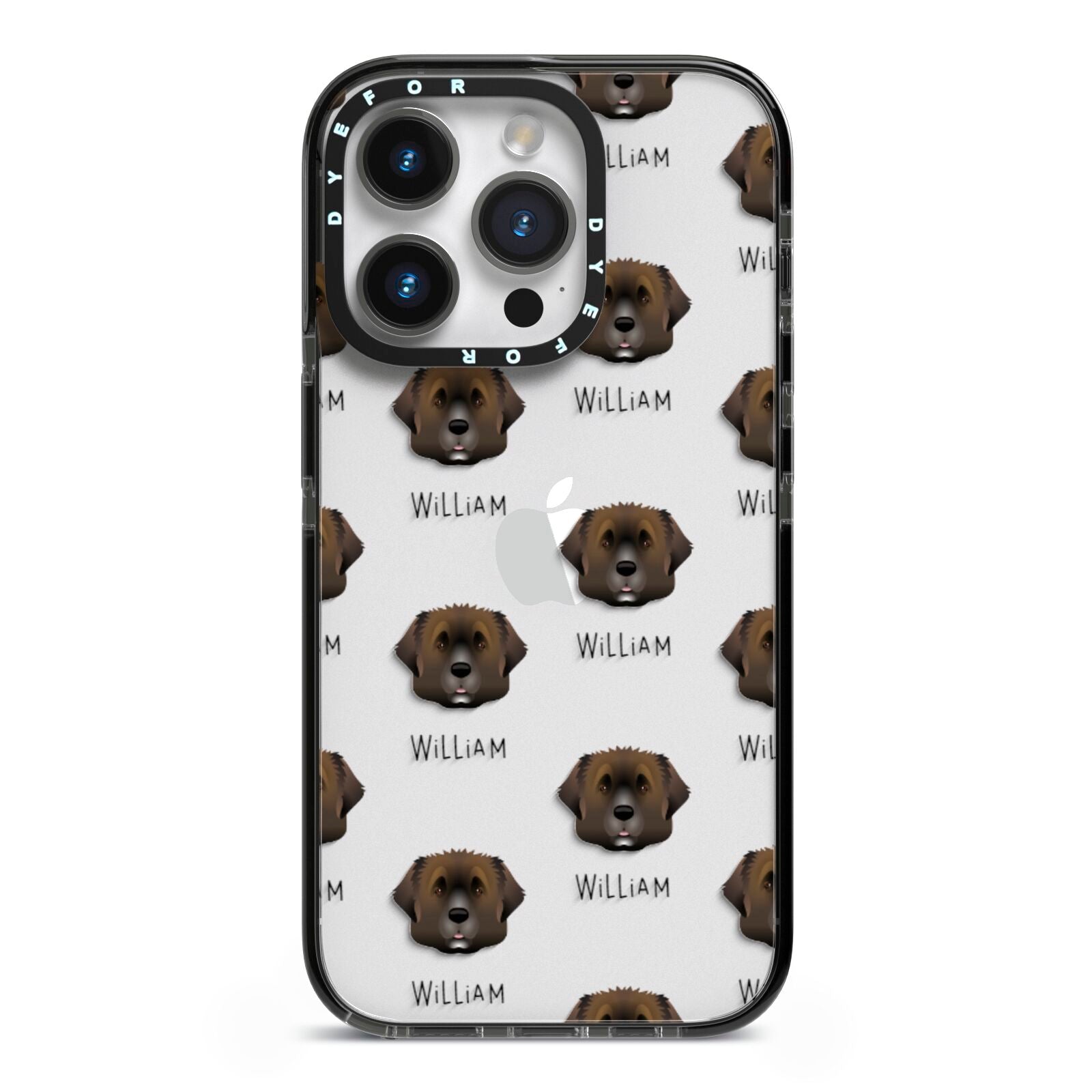 Leonberger Icon with Name iPhone 14 Pro Black Impact Case on Silver phone