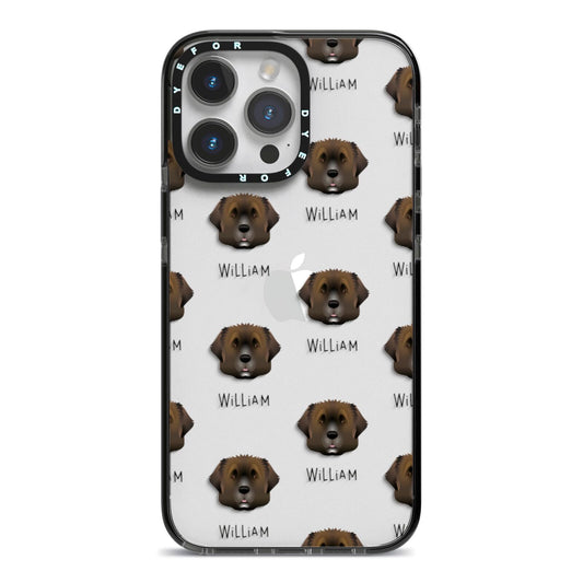 Leonberger Icon with Name iPhone 14 Pro Max Black Impact Case on Silver phone