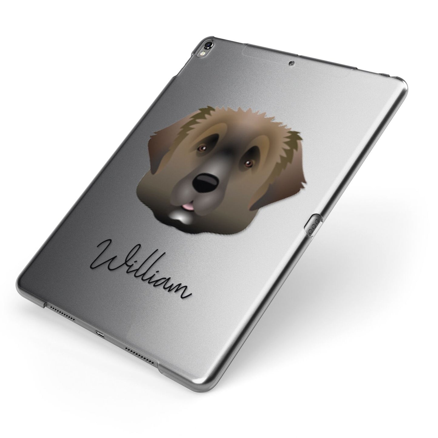 Leonberger Personalised Apple iPad Case on Grey iPad Side View