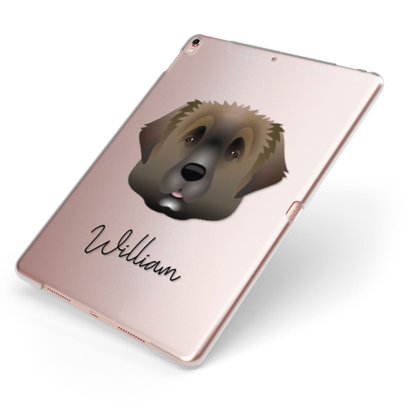 Leonberger Personalised Apple iPad Case on Rose Gold iPad Side View