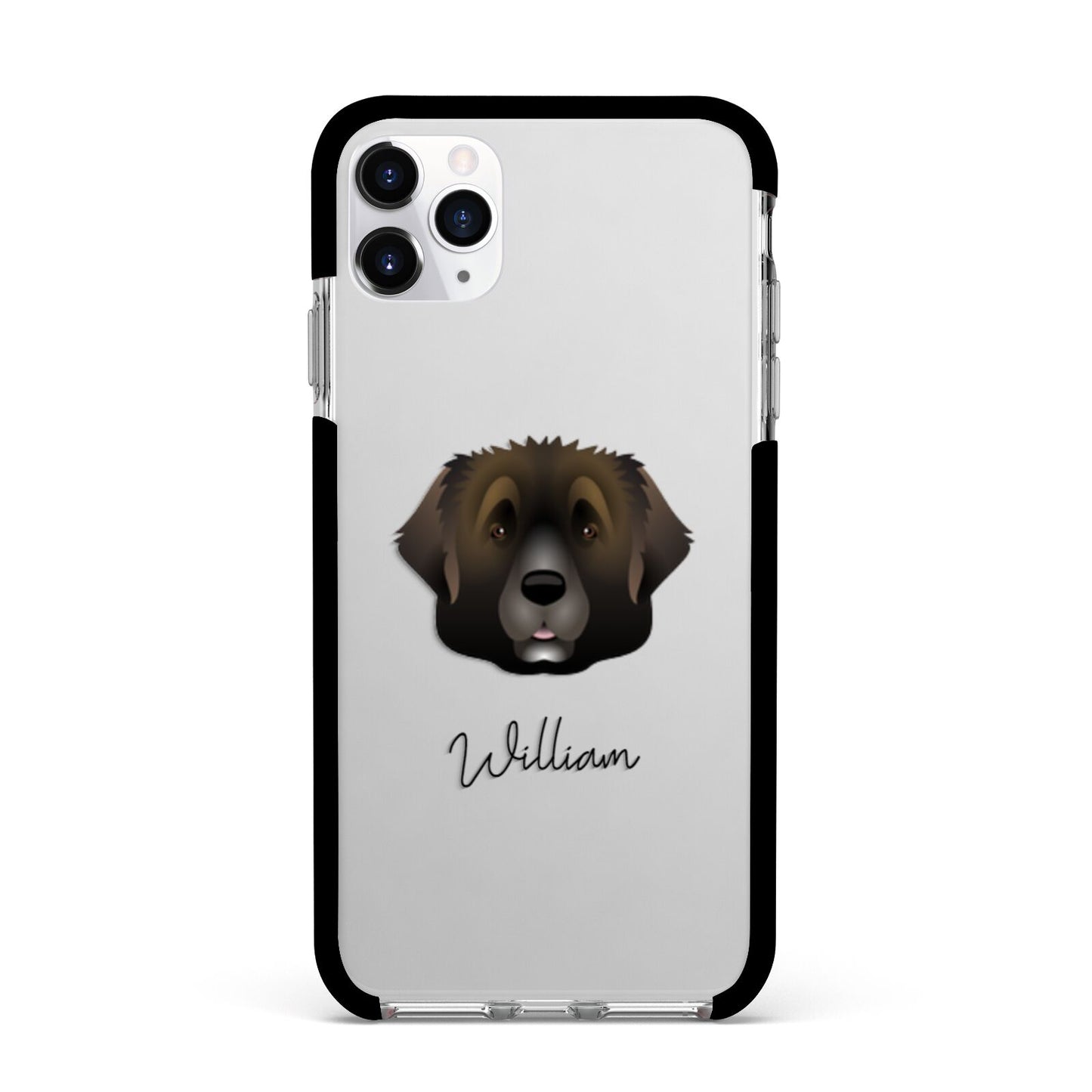 Leonberger Personalised Apple iPhone 11 Pro Max in Silver with Black Impact Case