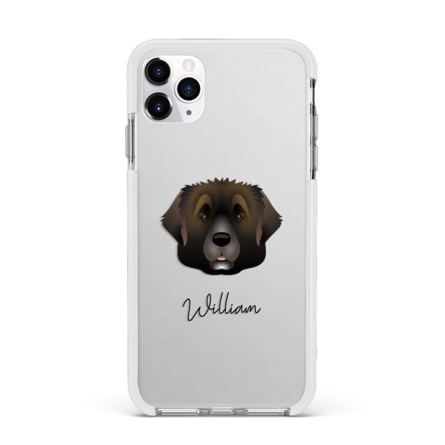 Leonberger Personalised Apple iPhone 11 Pro Max in Silver with White Impact Case