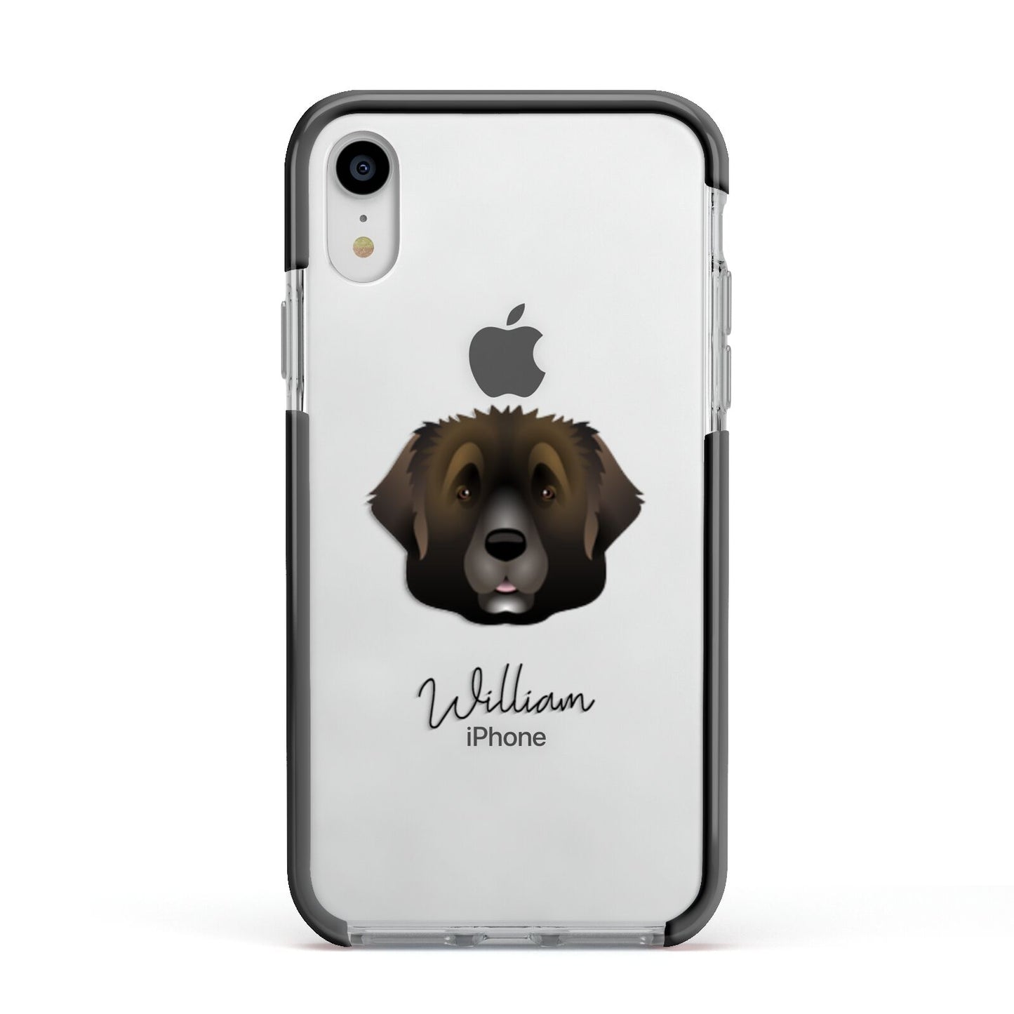 Leonberger Personalised Apple iPhone XR Impact Case Black Edge on Silver Phone