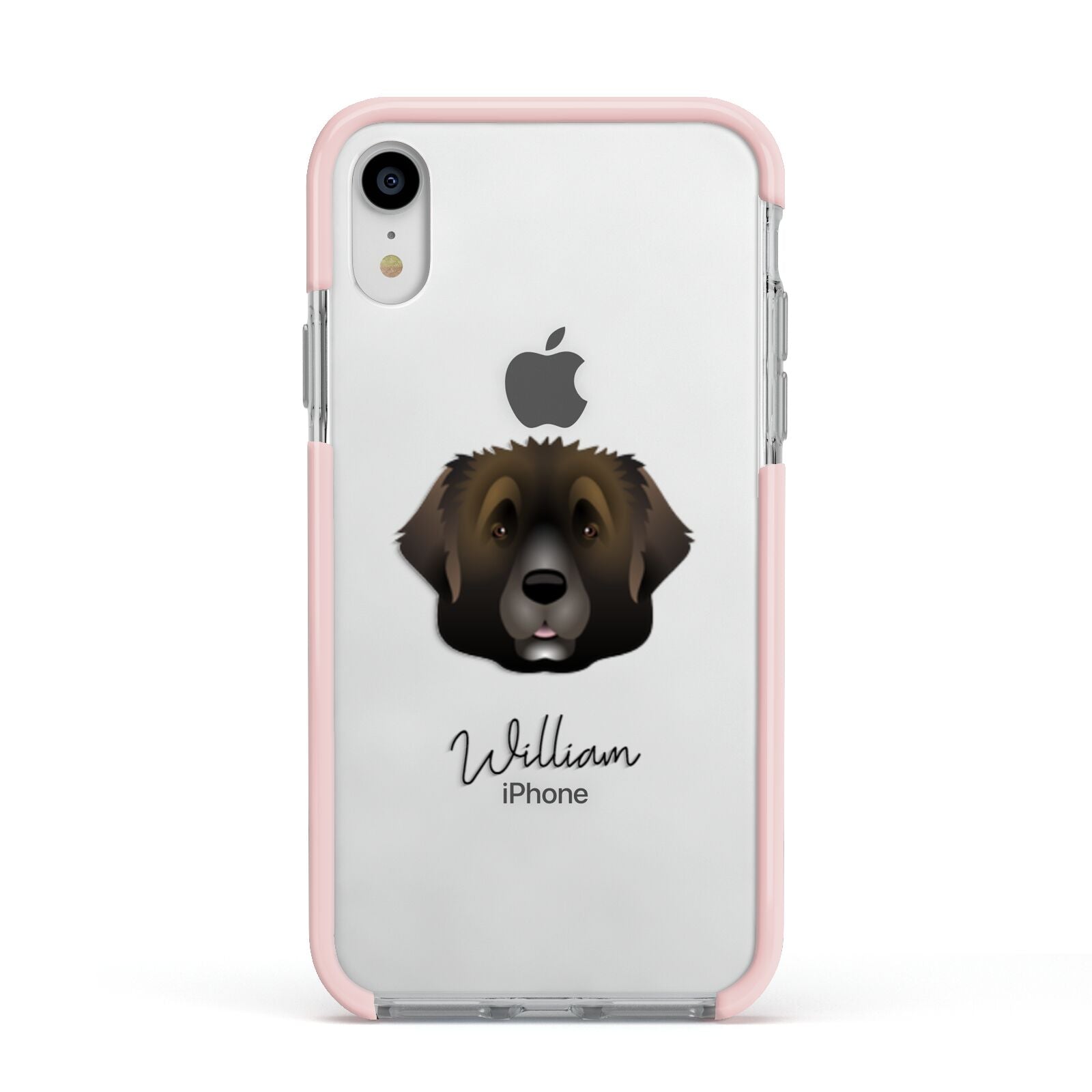 Leonberger Personalised Apple iPhone XR Impact Case Pink Edge on Silver Phone