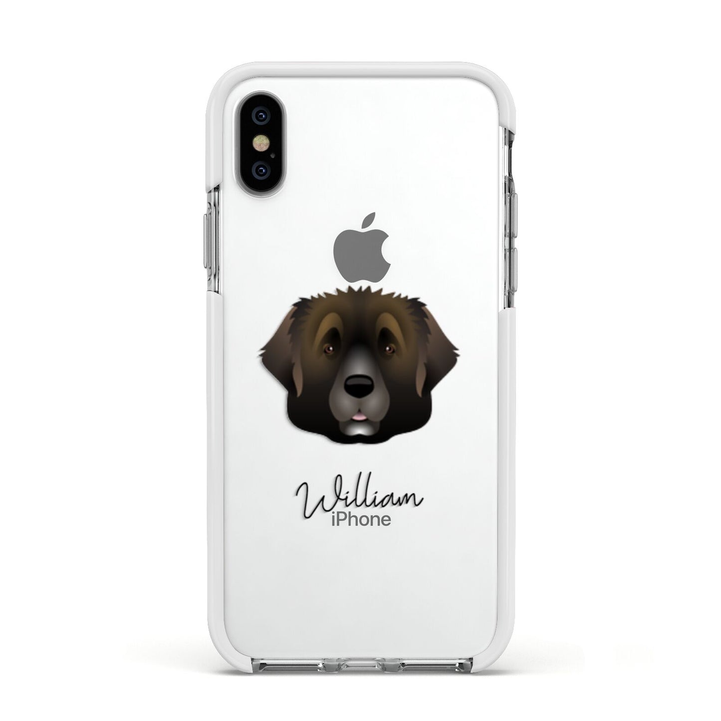 Leonberger Personalised Apple iPhone Xs Impact Case White Edge on Silver Phone