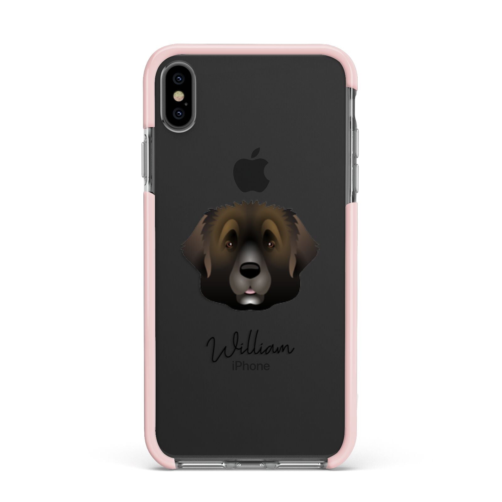 Leonberger Personalised Apple iPhone Xs Max Impact Case Pink Edge on Black Phone
