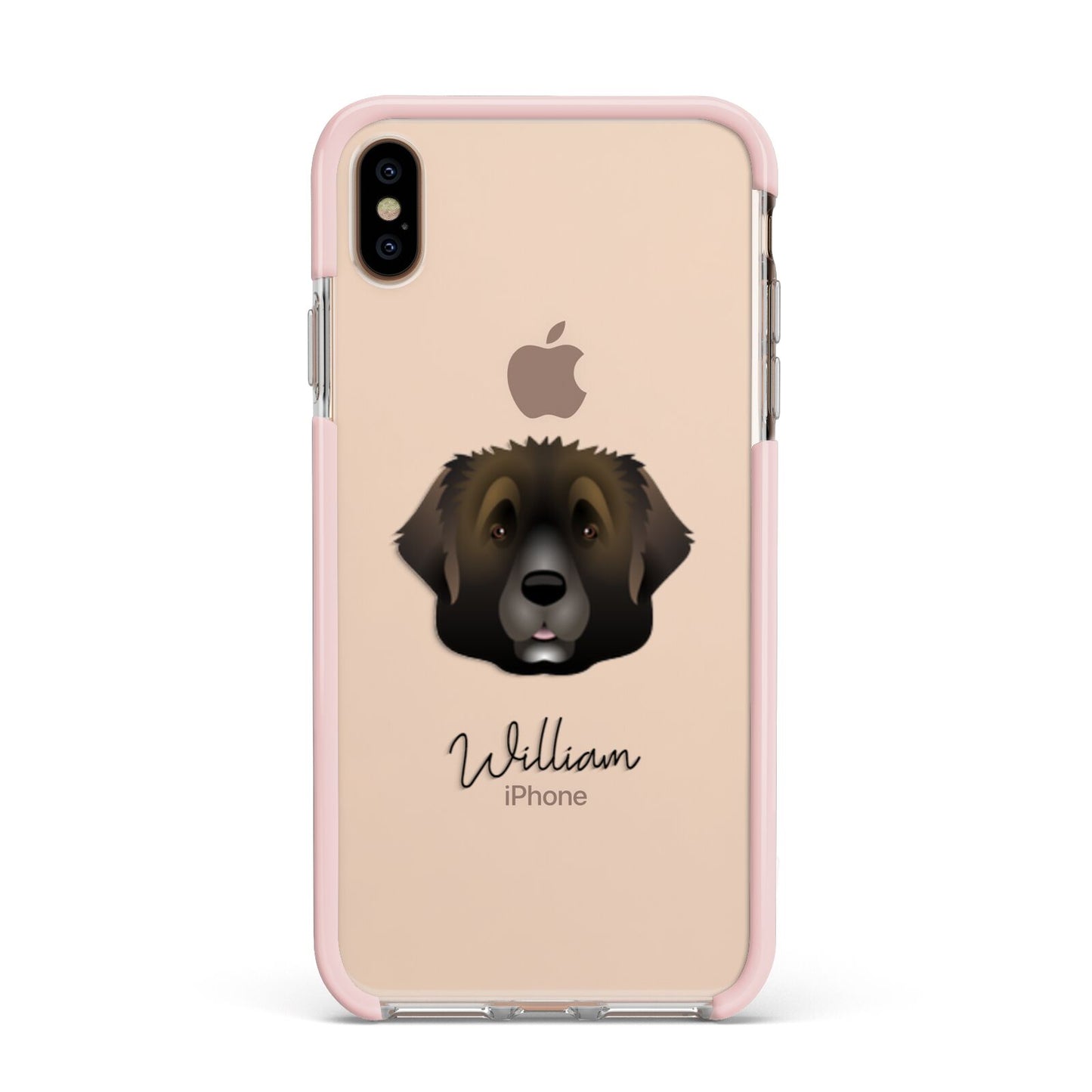 Leonberger Personalised Apple iPhone Xs Max Impact Case Pink Edge on Gold Phone