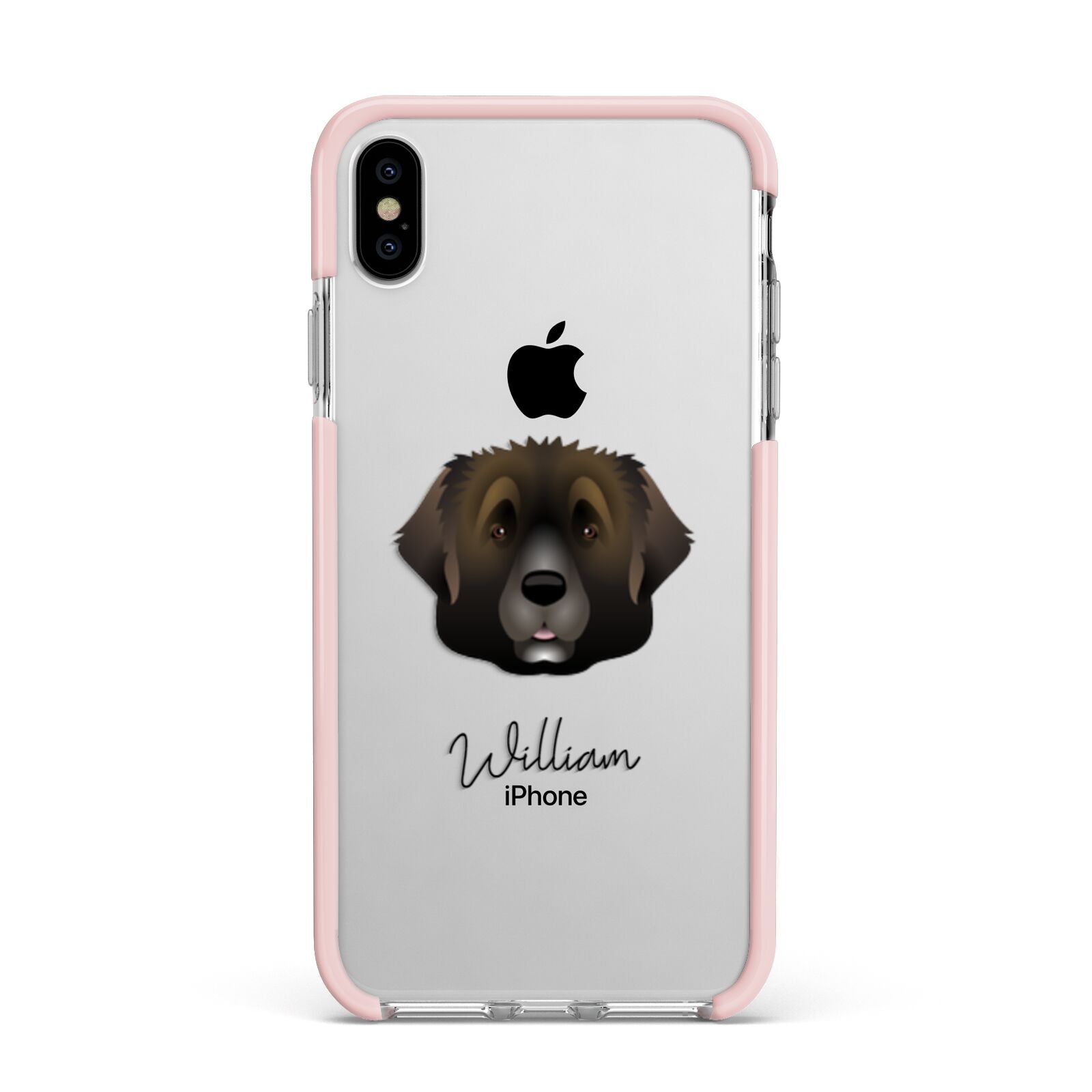 Leonberger Personalised Apple iPhone Xs Max Impact Case Pink Edge on Silver Phone