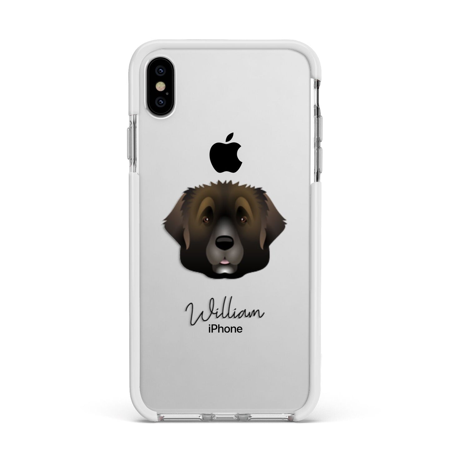 Leonberger Personalised Apple iPhone Xs Max Impact Case White Edge on Silver Phone