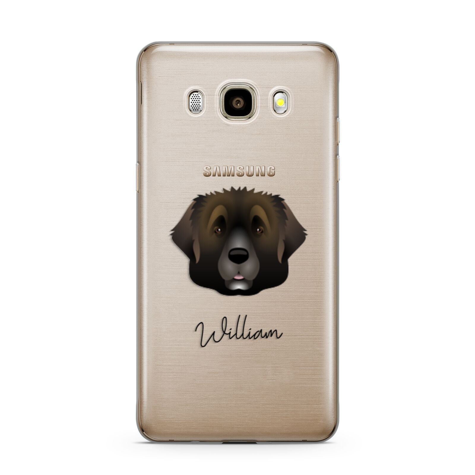 Leonberger Personalised Samsung Galaxy J7 2016 Case on gold phone
