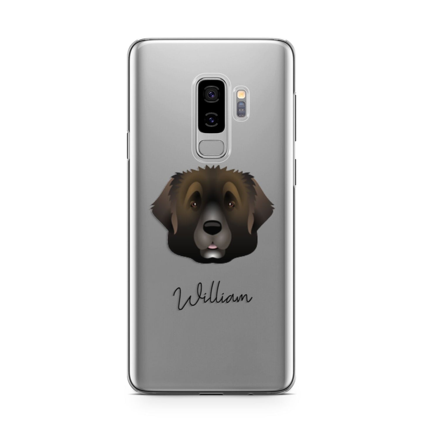 Leonberger Personalised Samsung Galaxy S9 Plus Case on Silver phone