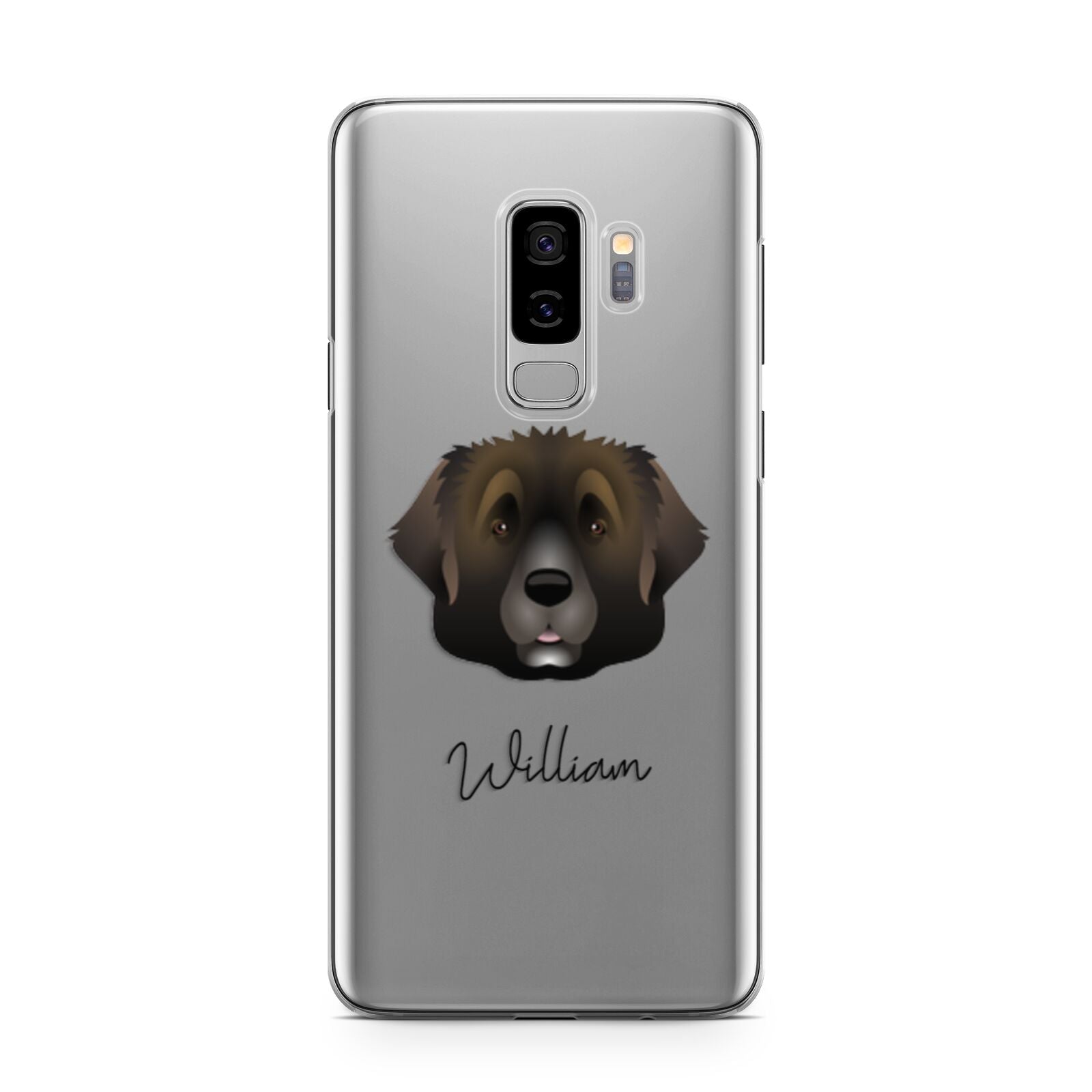 Leonberger Personalised Samsung Galaxy S9 Plus Case on Silver phone