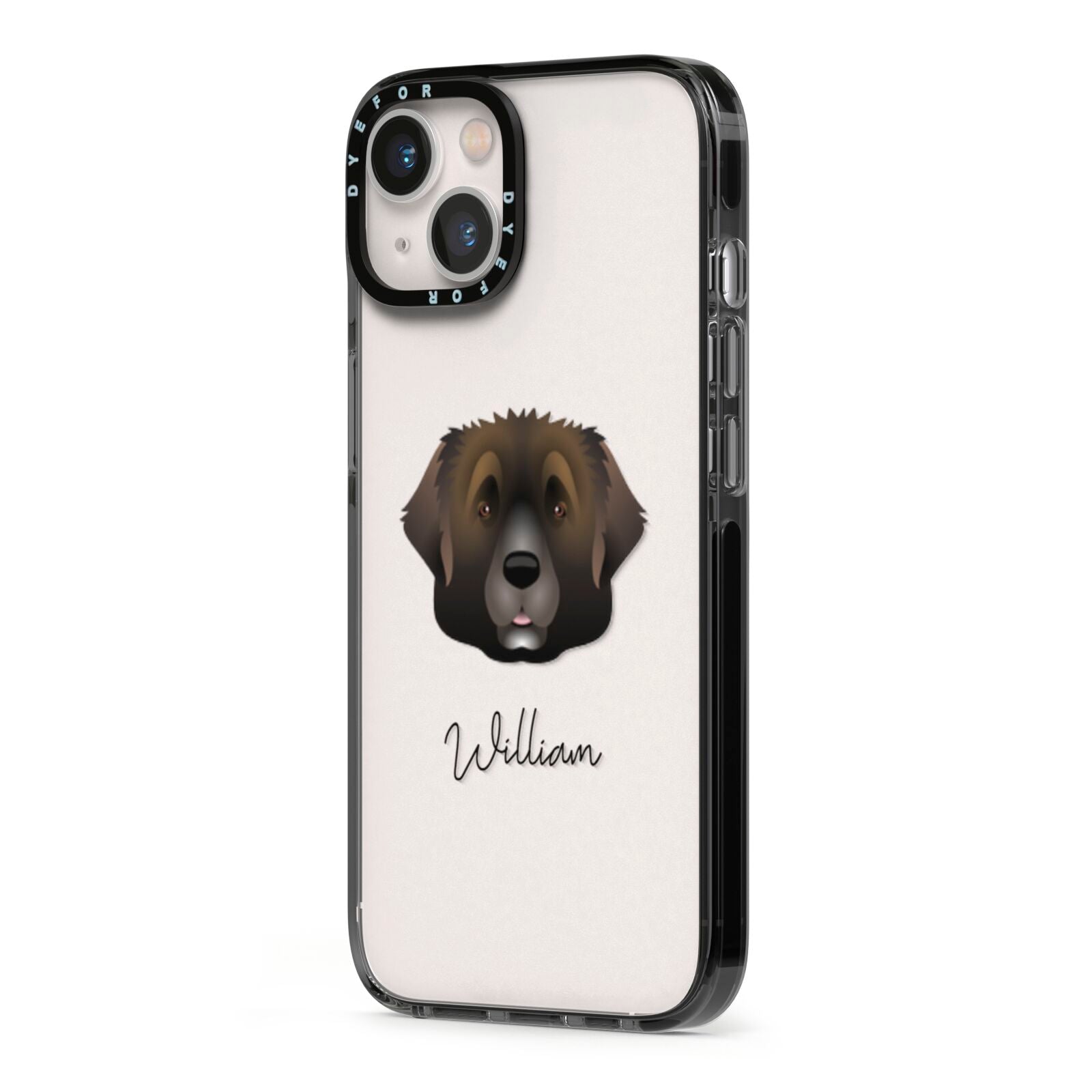 Leonberger Personalised iPhone 13 Black Impact Case Side Angle on Silver phone
